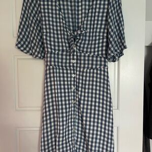 Abercrombie & Fitch Navy Checkered Midi Dress